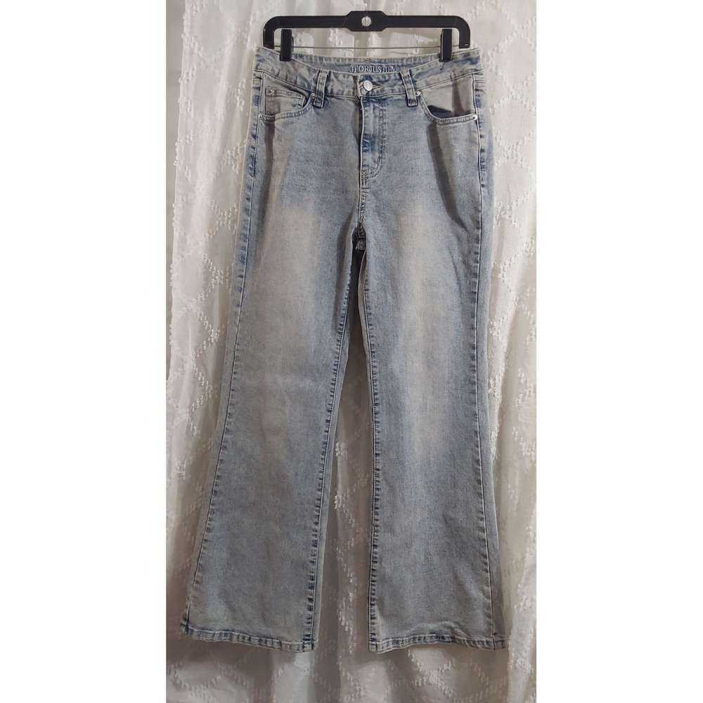 J FOR JUSTIFY Womens Light Wash Flare Jeans High Rise Flap Pocket Size 11 Blue